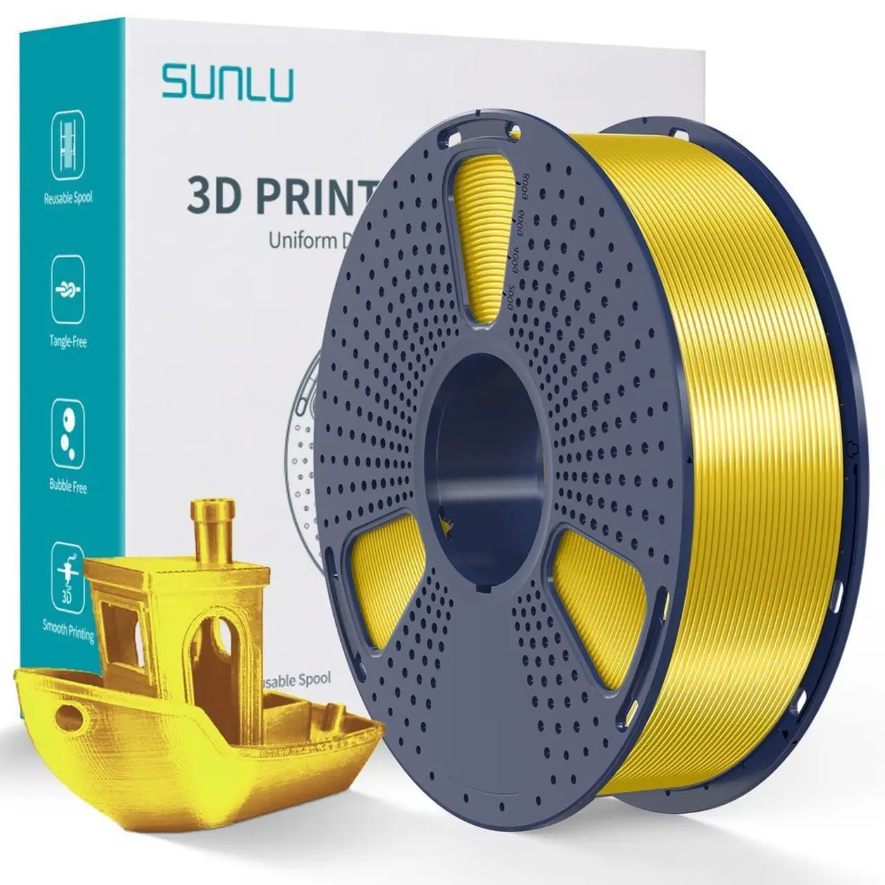 Філамент SUNLU PLA+ Silk Yellow 1.75 мм 1 кг