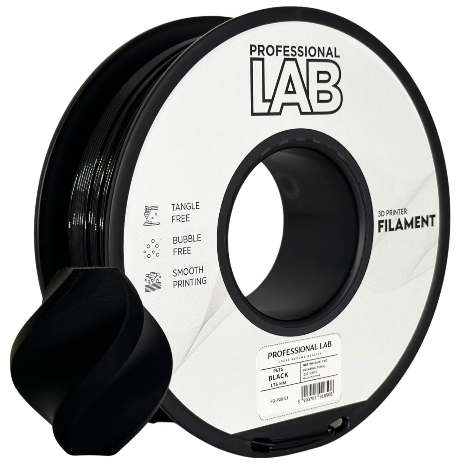 Філамент Professional Lab PETG Black 1.75 мм 1 кг