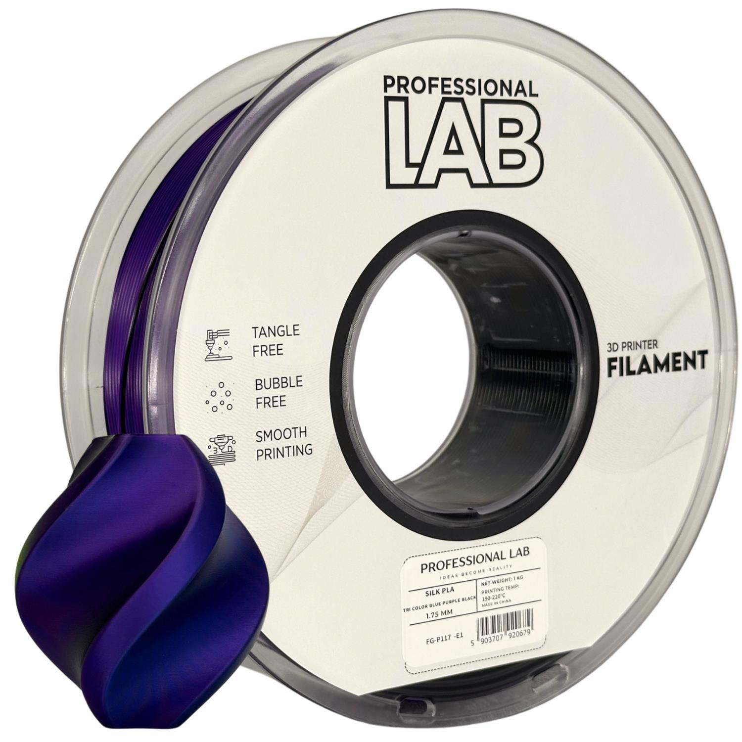 Філамент Prof. Lab Silk PLA Tri Color Blue/Purple/Black 1.75 мм 1 кг